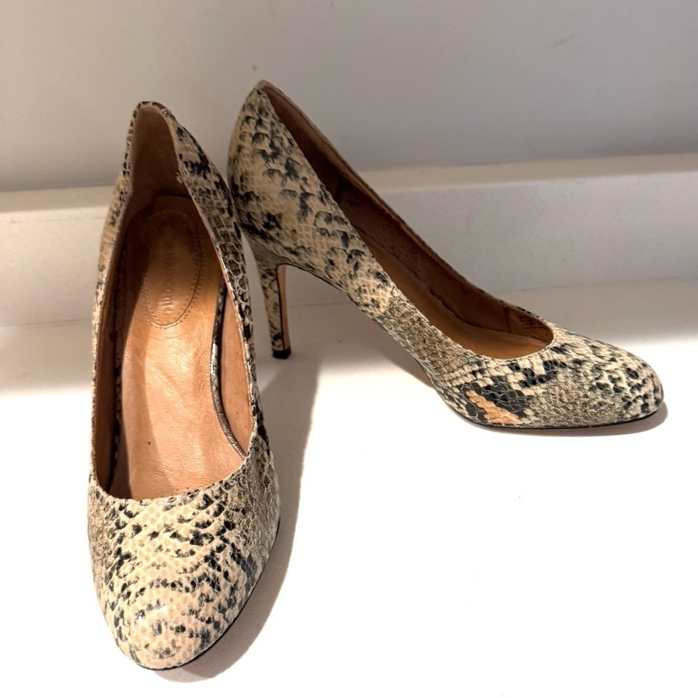 Corso Como Brown leather snake print heels